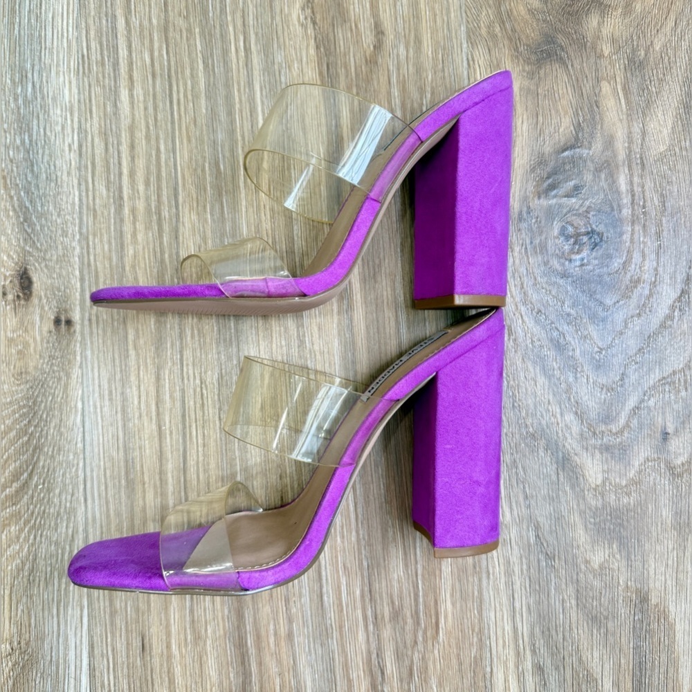 STEVE MADDEN Women's 'TEGAN' Purple Block Heel Sandals - Size 7 LNC